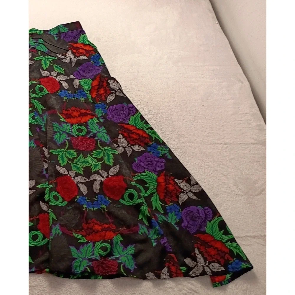 Topshop Floral Maxi Skirt Black Red Purple High Waisted Pleated Size US 4 NWOT